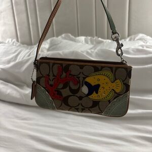Coach Designer Fish Motif Brown and Green Women's Bag